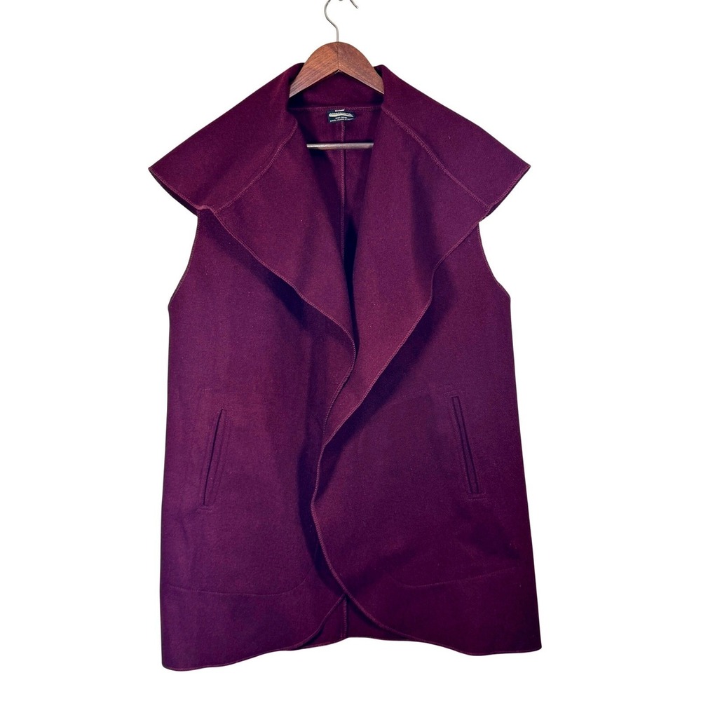 Ganesh Himal 100% Wool‎ Shawl Poncho Vest S/M Hand Woven Nepal Tunic Cape Maroon